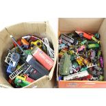 Quantity of vintage play worn diecast models to include Matchbox, Lone Star, Corgi etc (3 boxes)