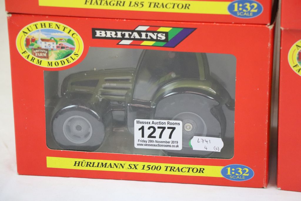 Six boxed 1:32 Britains Authentic Farm models tractor models to include 00225 Renault Cergos 340, - Image 8 of 8