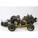 Three remote control car fuel chassis.