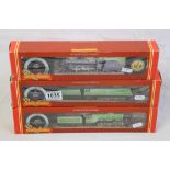 Three boxed Hornby OO gauge locomotives to include R320 LMS Class 5 Loco black livery, R398 LNER
