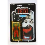 Star Wars - Carded Kenner Return of the Jedi Nien Nunb figure, 77 back, gd card, discolouring to