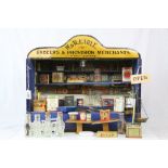 Scratch built mid 20th C Grocers diorama containing a quantity of original shop foods accessories