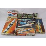 Eight unmade space exploration / sci-fi related boxed plastic model kits, to include Airfix 1/144