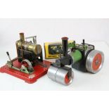 Two Mamod steam engines to include Steam Roller and Stationary engine, play worn