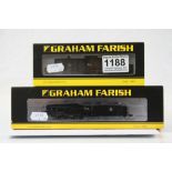 Two boxed Graham Farish N gauge locomotives 372425 WD Austerity Class 90732 BR black early emblem