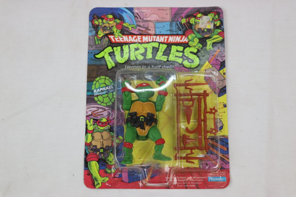 Carded Playmates Teenage Mutant Ninja Turtles Raphael figure, 10 back, unpunched, vg with very small