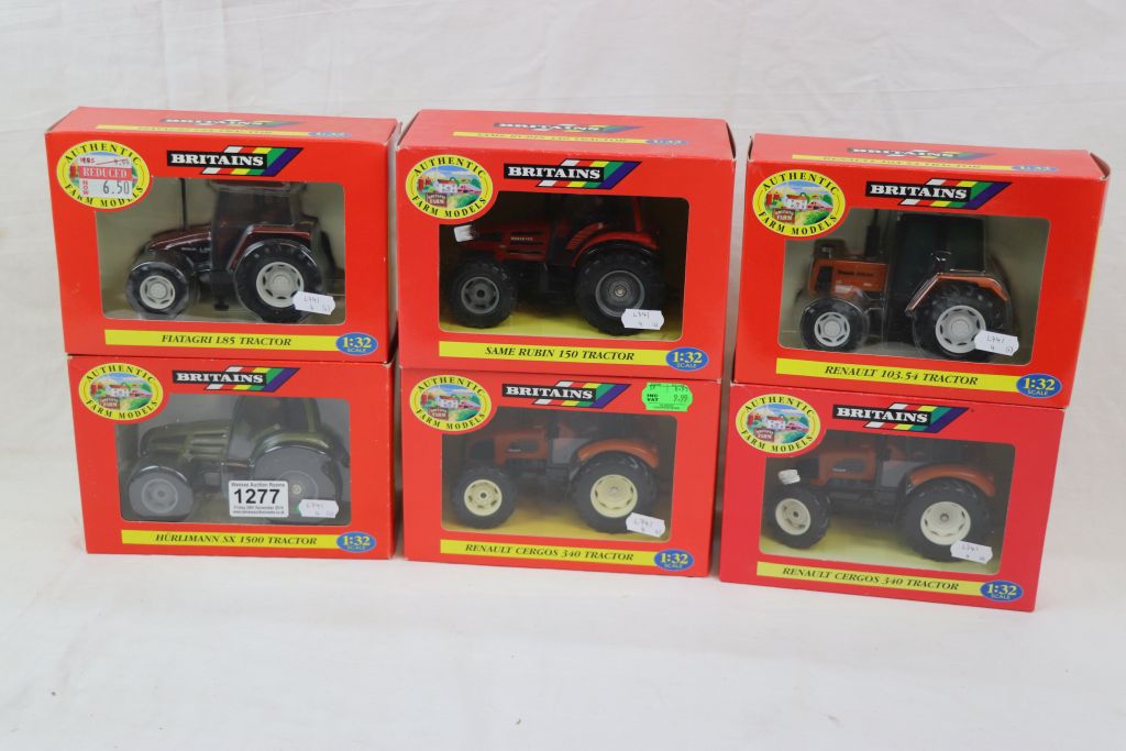 Six boxed 1:32 Britains Authentic Farm models tractor models to include 00225 Renault Cergos 340, - Image 2 of 8