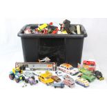 Large quantity of vintage play worn diecast models to include Matchbox, Corgi etc