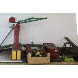 Collection of early 20th century Meccano, modelled into the form of a dockyard crane, a fire