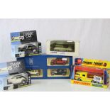 Five boxed diecast models to include Matchbox K-7 Superkings Racing Car Transporter, Corgi 96416