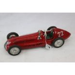 Mid 20th C metal Alfa Romeo racing car, unmarked, some paint chips but overall vg,