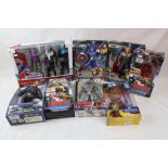 Seven boxed Hasbro Marvel character figures standing approx. 13", to include 4 x The Avengers Ant-