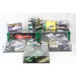 Nine boxed/cased Heritage Racing models to include Damon Hill 1996 World Champion Williams Renault