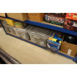 Large collection to include Scalextric track, slot cars etc, plastic military figures and
