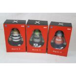 Amos Martin X - Three boxed figures of Martin X with eggs, all variants, excellent