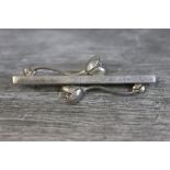 Georg Jensen silver bar brooch of stylised tulip design, pattern 278, stamped Sterling with Georg