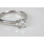 Tiffany Lucida diamond solitaire platinum ring, the square mixed cut Lucida diamond stated diamond