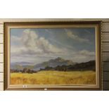 Large Gilt framed South African Oil on board Landscape with views of the Dullstroom mountains,
