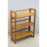 Two Wooden Three Tier Fold-Down Display Shelves, 70cms wide x 95cms high