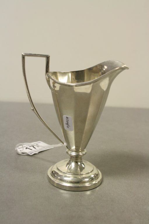 Birmingham 1912 silver cream jug, Art Deco style, tapered sides