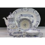 Blue & white Dinner service in "Old Chelsea" pattern, two boxes in total