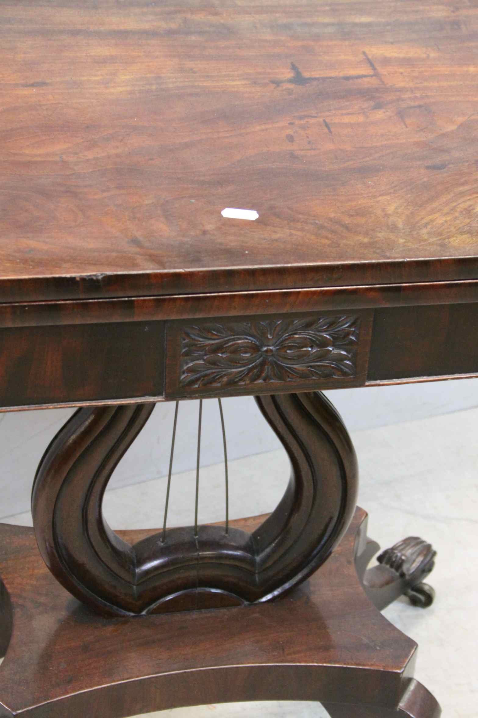 Regency Mahogany Tea Table on a Lyre Support and Swept Legs, 90cms wide - Image 6 of 6