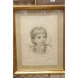 Gilt framed portrait study of a young girl in pinafore inscribed and dated 1924
