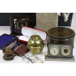 Mixed Lot of Collectables including Lipton's Tea Caddy, Smith's Bakelite Mantle Clock, Boxed