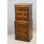 George III Style Walnut and Mahogany Chest on Chest of Small Proportions, 105cms high x 46cms wide