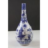 Chinese blue & white ceramic bottle Vase, decorated with numerous images with a four character