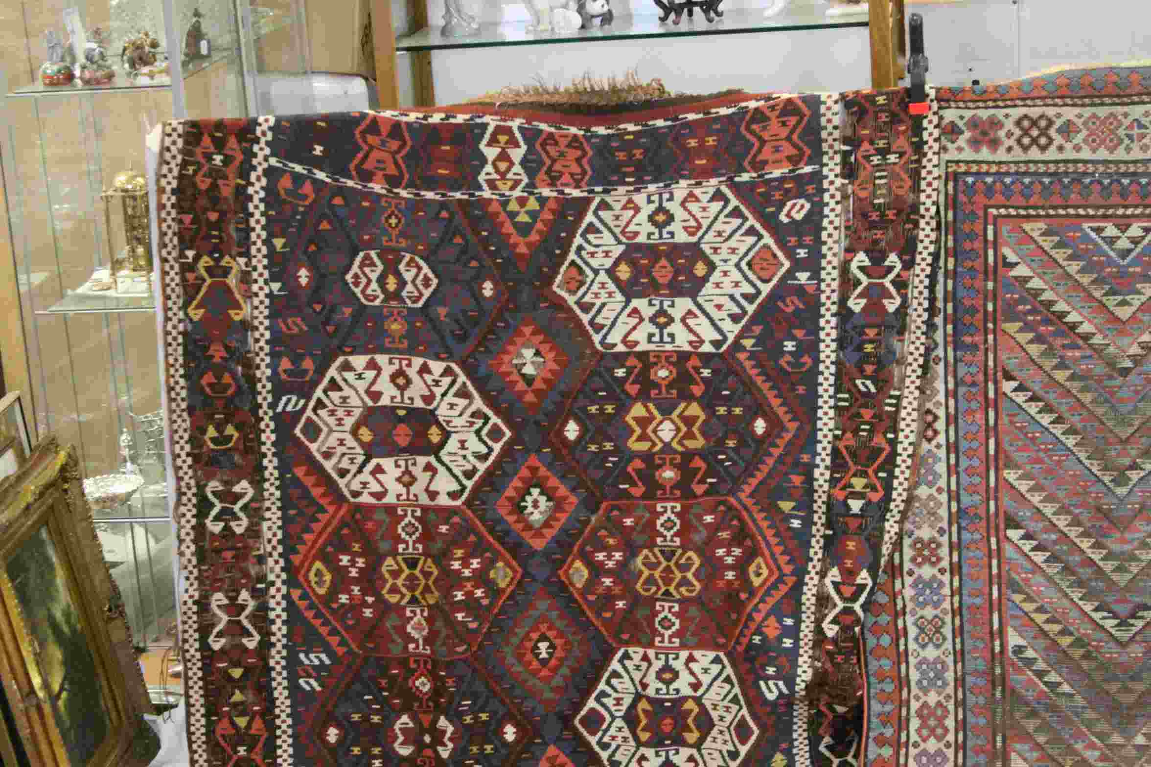 Eastern Red and Blue Ground Rug 300cms x 125cms together with another Rug 182cms x 86cms - Image 5 of 9