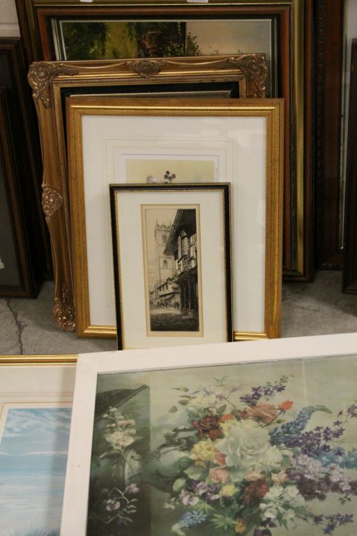 A group of paintings and prints to include a Philip Rickman limited edition print of a woodcock ,oil