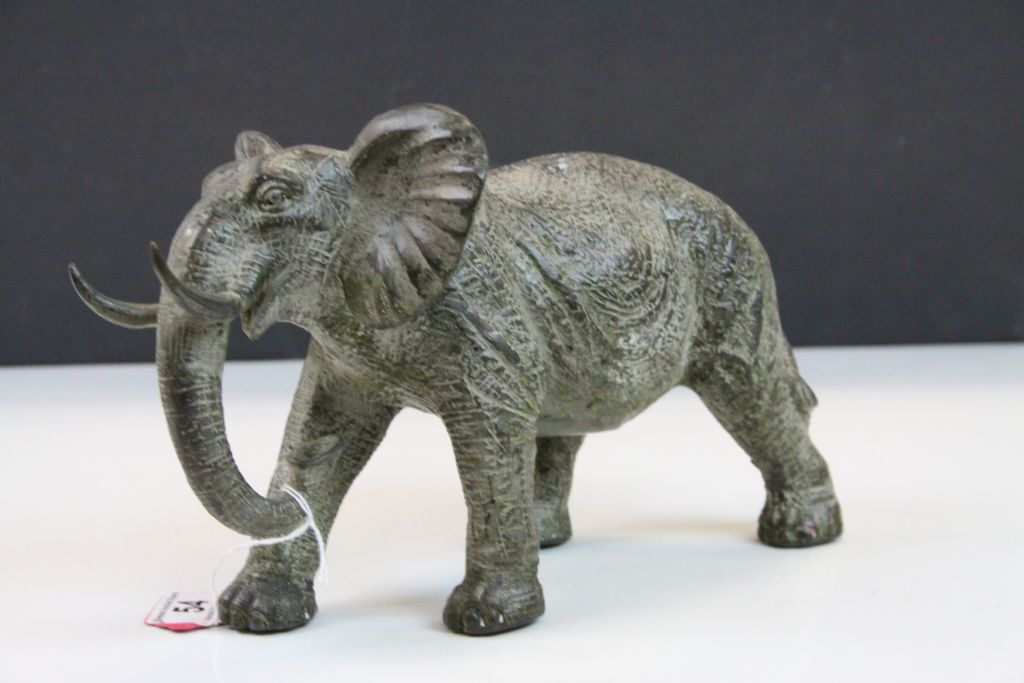 A bronze figure of an elephant