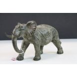 A bronze figure of an elephant