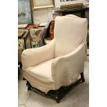 Late 19th / Early 20th century Oak Framed Upholstered Armchair