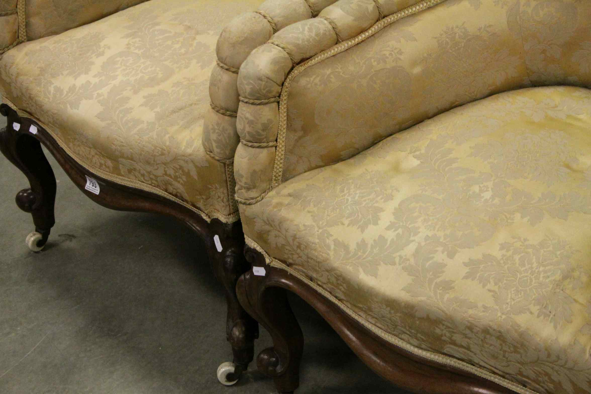 Pair of 19th century Mahogany Framed Tub Armchairs upholstered in matching yellow mustard fabric, - Image 4 of 4
