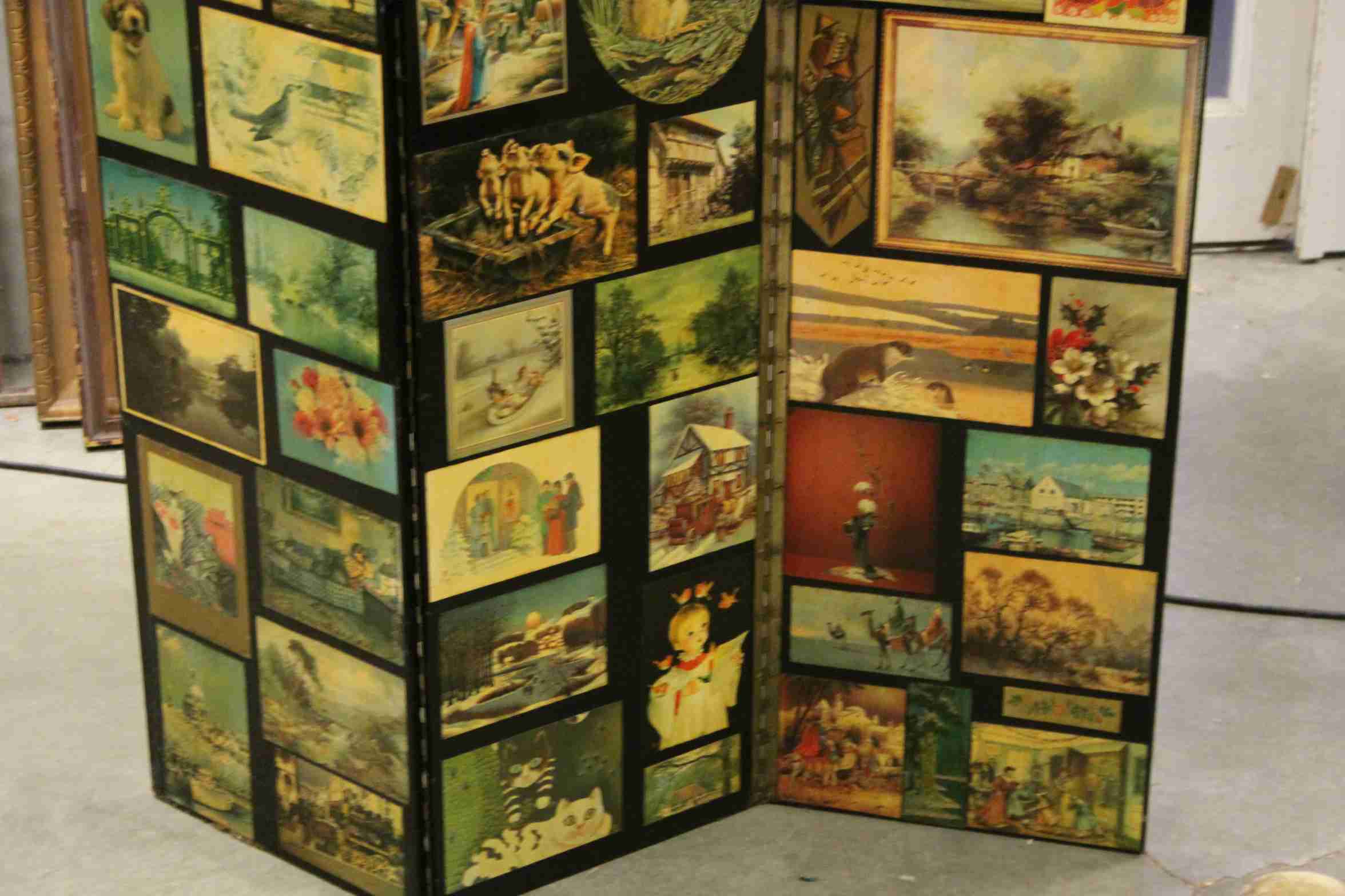 Vintage Decoupage Style Three Fold Screen, 173cms high - Image 8 of 8