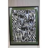 A 20th century asian batik picture of Zebras dimensions 70 x 49 cm.