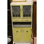 Mid 20th century Retro Yellow and White Painted Kitchen Cupboard, 82cms wide x 177cms high