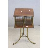 Edwardian Mahogany and Brass Revolving Bookcase raised on Three Swept Brass Legs, 34cms wide x 62cms