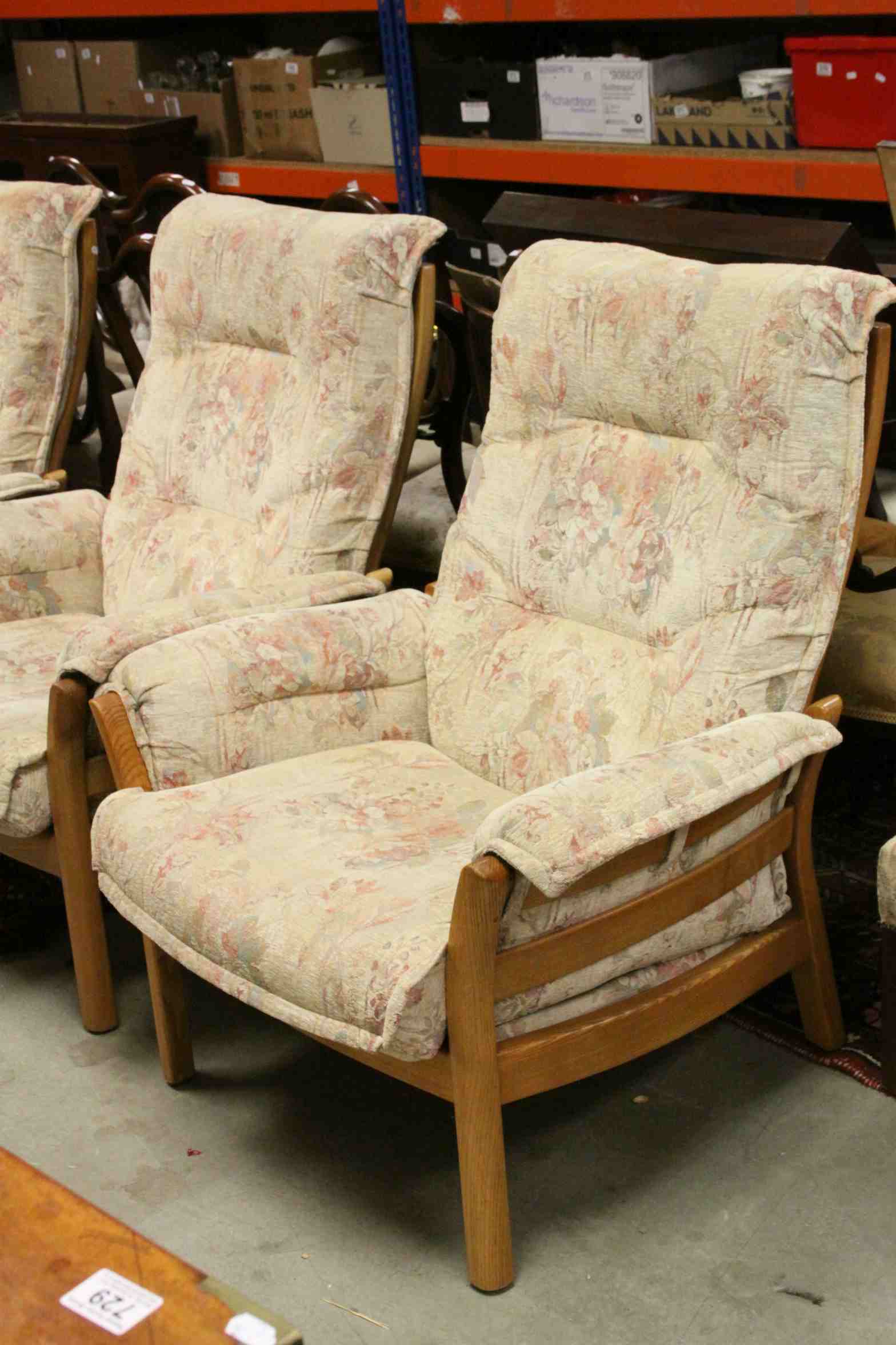 Ercol Renaissance Pale Beech and Elm Three Piece Suite with Cushions - Image 2 of 3