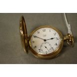 Top wind Gold plated Full Hunter Limit No.2 N Pocket watch with Enamel dial & sub dial at the six
