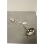 Georgian Hallmarked Silver Ladle by William Chawner II, approx 33cm long with monogram to handle