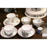 Group of continental ceramics to include Meissen cup, two tea bowls with Sevre marks to base a