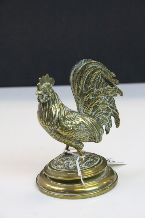 Vintage detailed brass model of a cockerel stands approx 13cm