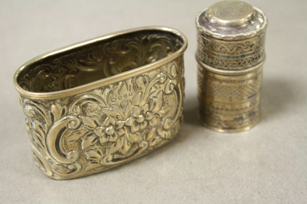 Victorian Hallmarked Silver base to hip Flask with Floral decoration plus a 19th Century Dutch