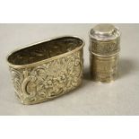 Victorian Hallmarked Silver base to hip Flask with Floral decoration plus a 19th Century Dutch