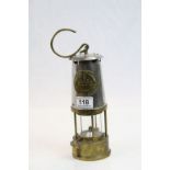 Miner's Lamp in white metal & brass, marked "Protector Lamp & Lighting Co Ltd type 6"