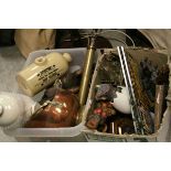 A large quantity of sundries to include glass head ,treen stoneware bottles etc .