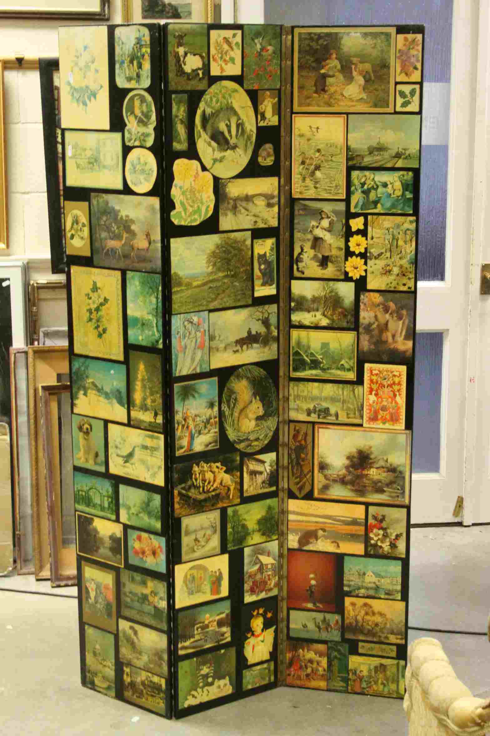 Vintage Decoupage Style Three Fold Screen, 173cms high - Image 5 of 8